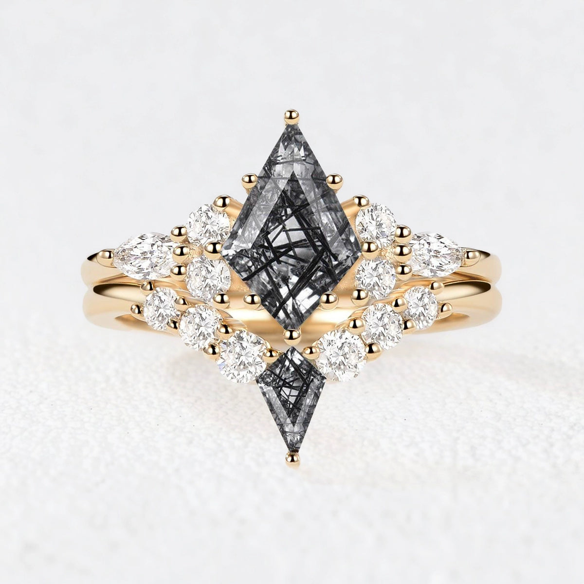 Sylvia’s Wildwood | Kite Moss Agate Cluster Chevron Bridal Duo