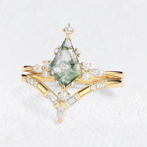 Rosalind's Glimmer | Star Kite Moss Agate Bridal Duo