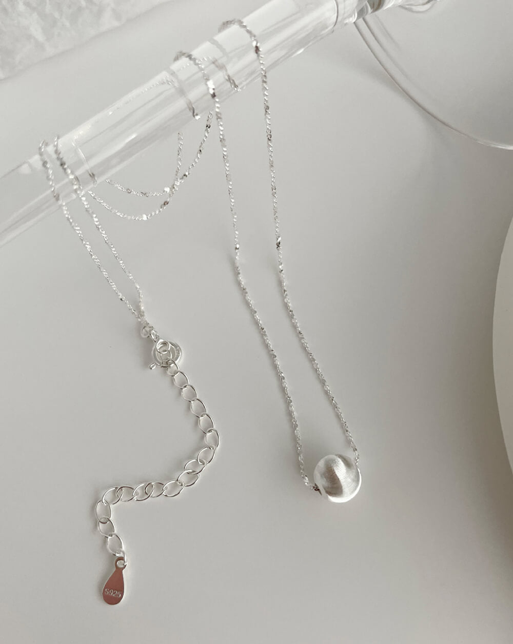 Silver Chatoyancy Ball Bead Necklace