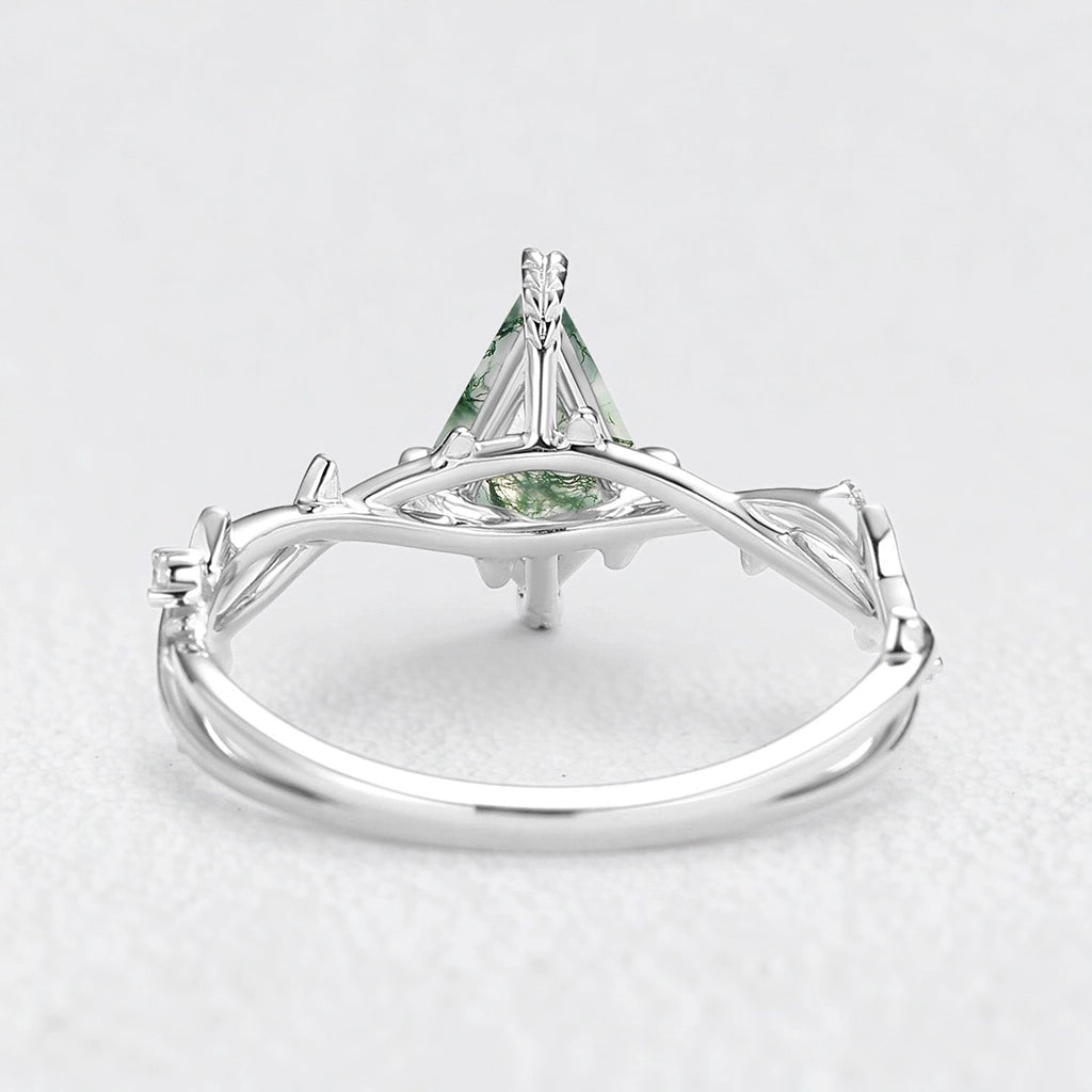 Sylvie’s Essence | Kite Cut Moss Agate Vine Engagement Ring