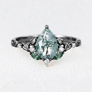 Seraphina’s Verdant | Pear Moss Agate Engagement Ring
