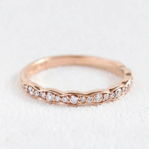 Grace Solitaire Pear Bridal Ring Set w/ Moissanite and Matching Diamond Band.