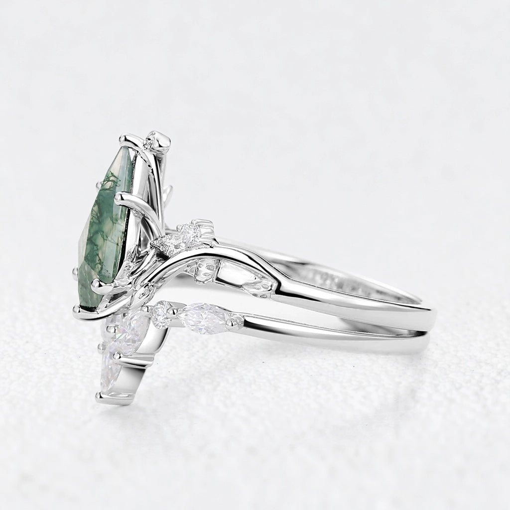 Isadora’s Vine | Kite Cut Moss Agate Bridal Duo