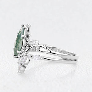 Isadora’s Vine | Kite Cut Moss Agate Bridal Duo