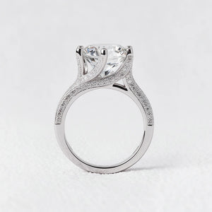 Solitaire Princess-Cut Silver Moissanite Statement Ring