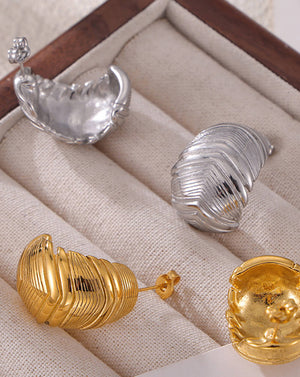 Minimalist Geometric Gold Feather Studs Earrings