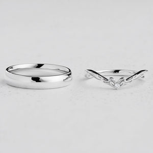 Harmony Duet | Curved Diamond & Classic Band Couple Wedding Set.