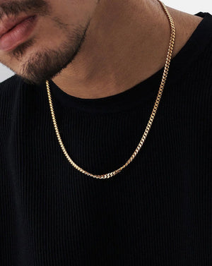 18K Gold Vermeil Mens Round Cuba Chain Necklace.