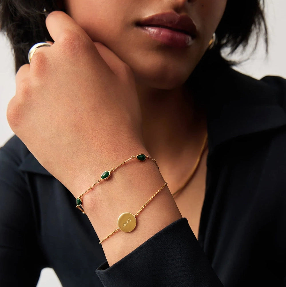 18K Gold Plated Vermeil Engravable Round Bracelet.