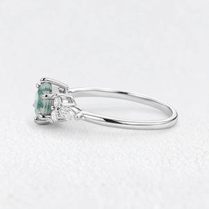 Hazel‘s Glade | Hexagon Moss Agate Cluster Engagement Ring