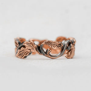 The Twilight Grove | An Openwork Slim Band of Oak Leaves & Acorn