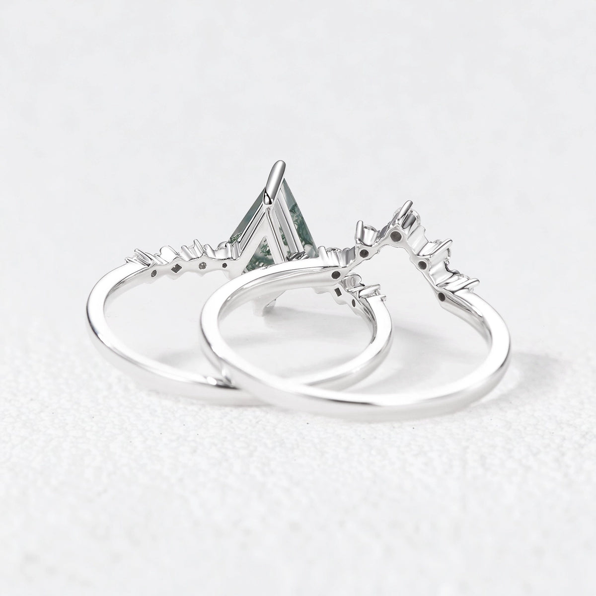 Eleonora’s Grace | Kite Cut  Moss Agate Vintage Bridal Duo