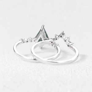 Eleonora’s Grace | Kite Cut  Moss Agate Vintage Bridal Duo