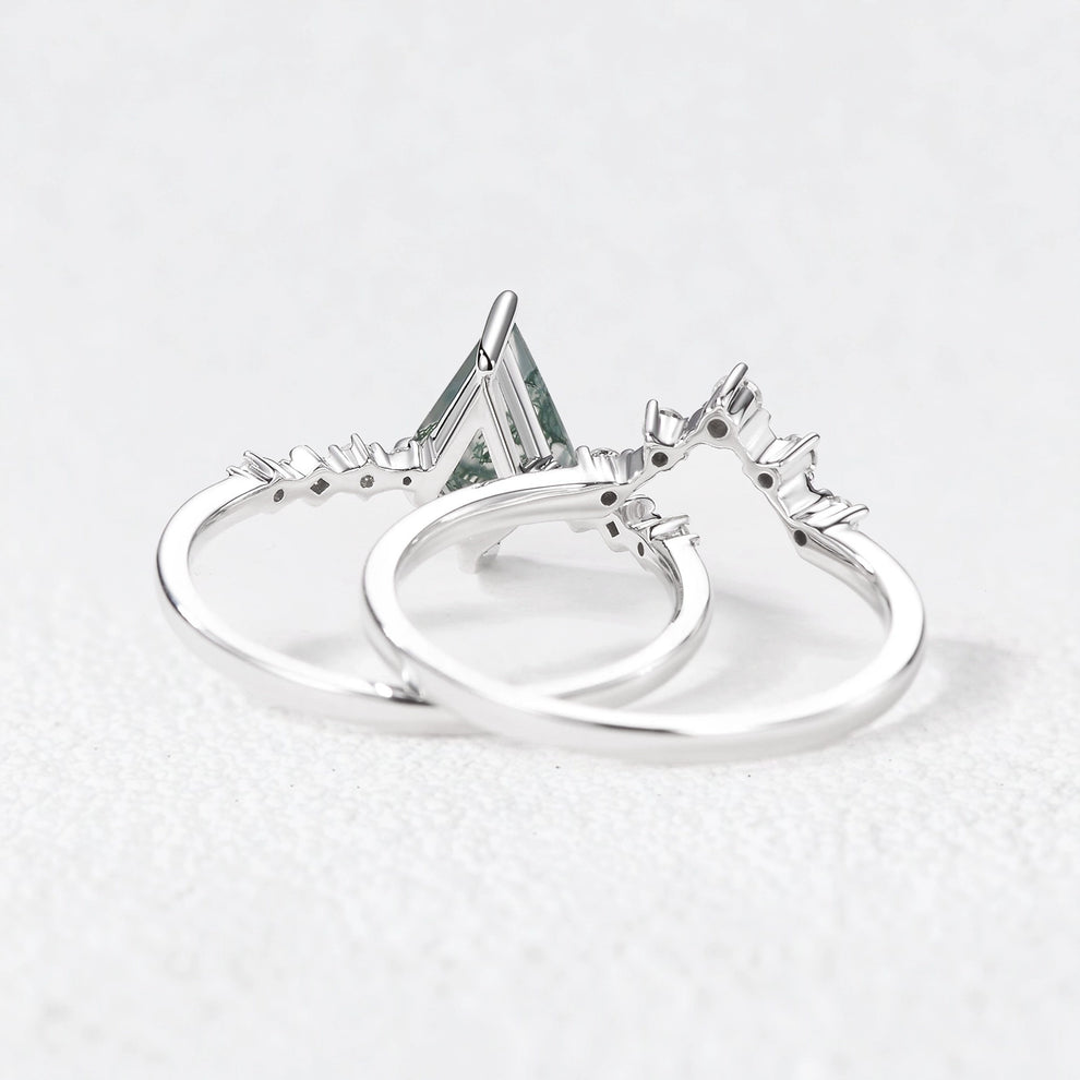 Eleonora’s Grace | Kite Cut  Moss Agate Vintage Bridal Duo