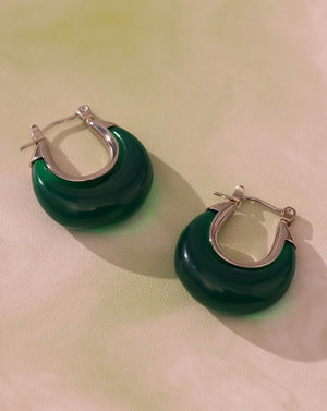 Boho Enamel Chunky U Shape Hoop Earrings