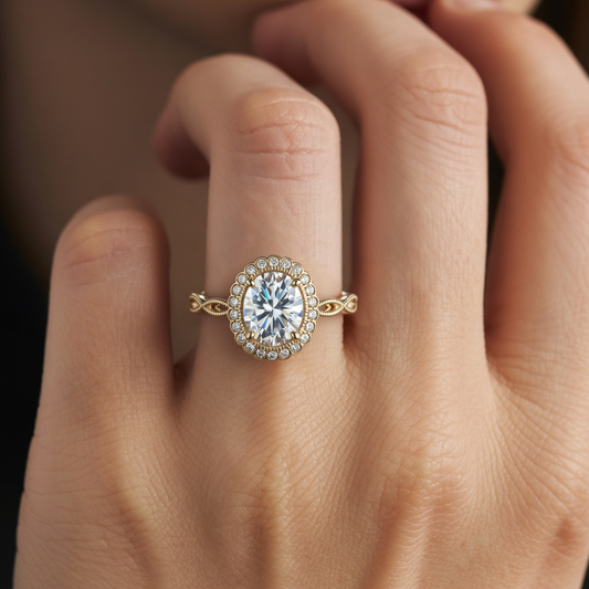 The Rosalind 3CT Oval Cut Moissanite Ring
