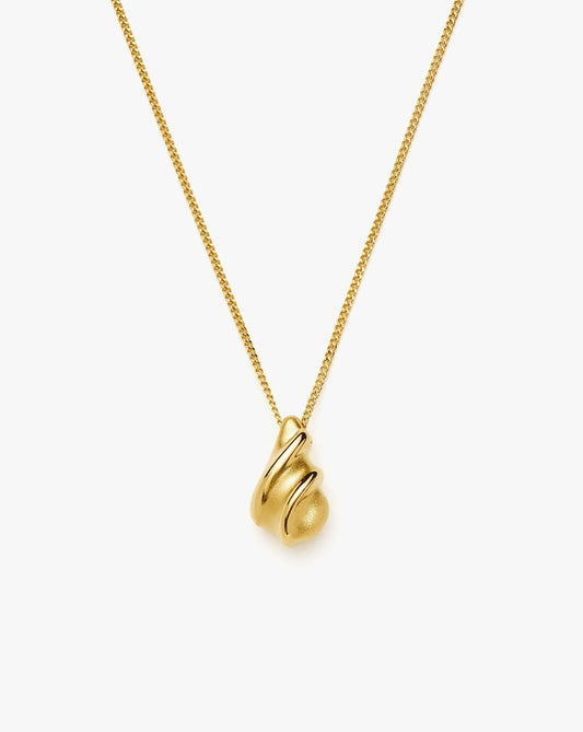 18K Gold Vermeil Savi Ridge Droplet Pendant Necklace.