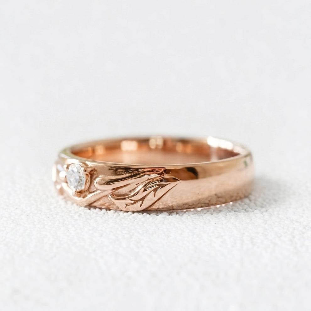 Ivy’s Spark | Diamond Leaf Wedding Band.