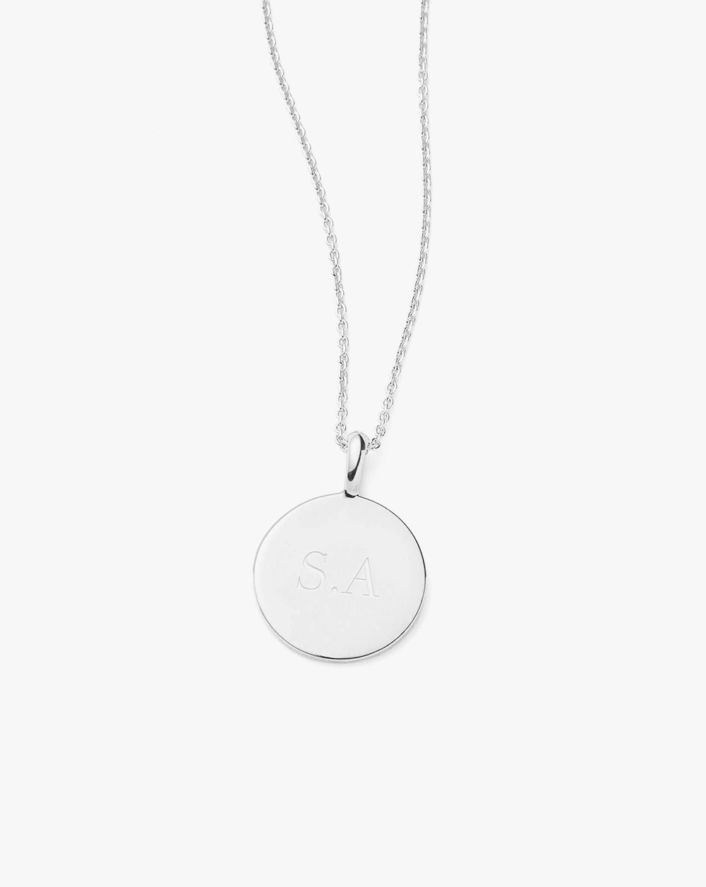 Engravable Round Necklace | Sterling Silver.