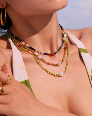 Handmade Garden Baroque Rainbow Stone Beads Necklace
