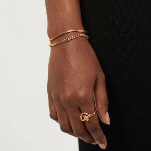 May Birthstone Chain Bracelet | 18K Gold Plated Vermeil/Green Onyx.