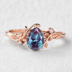 Iris’s Vine | Vintage Pear Alexandrite & Moonstone Bridal Set 2pcs.