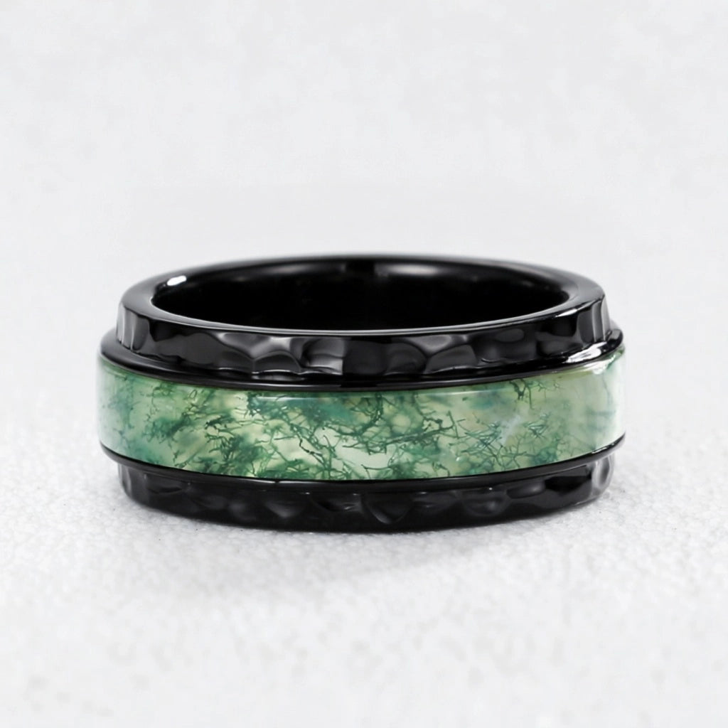 Genevieve’s Harmony | Luxurious Eternal Moss Agate Couple Ring Set 3pcs.