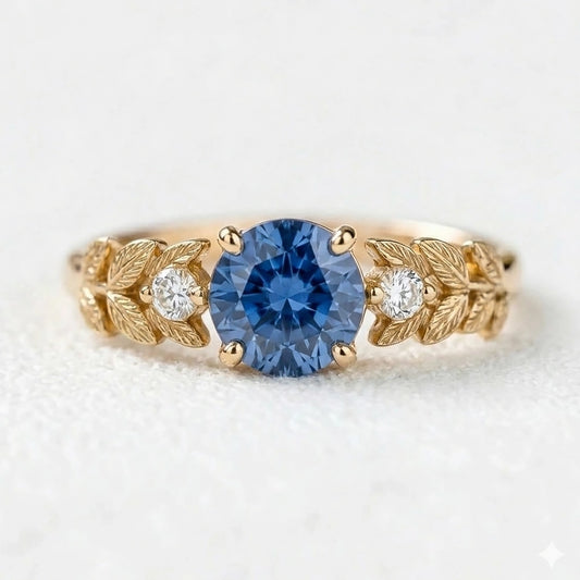 Iris’s Twilight | Blue Sapphire Solitaire Engagement Ring