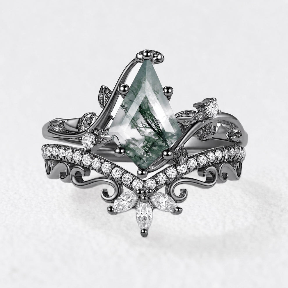 Alexandra's Heritage | Kite Moss Agate Bridal Duo