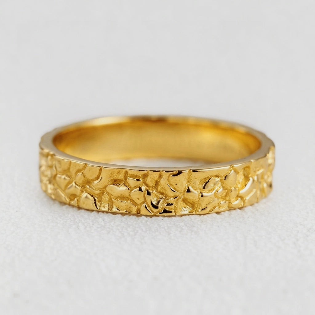 Genevieve‘s Bedrock | Stone Textured Wedding Band Duo