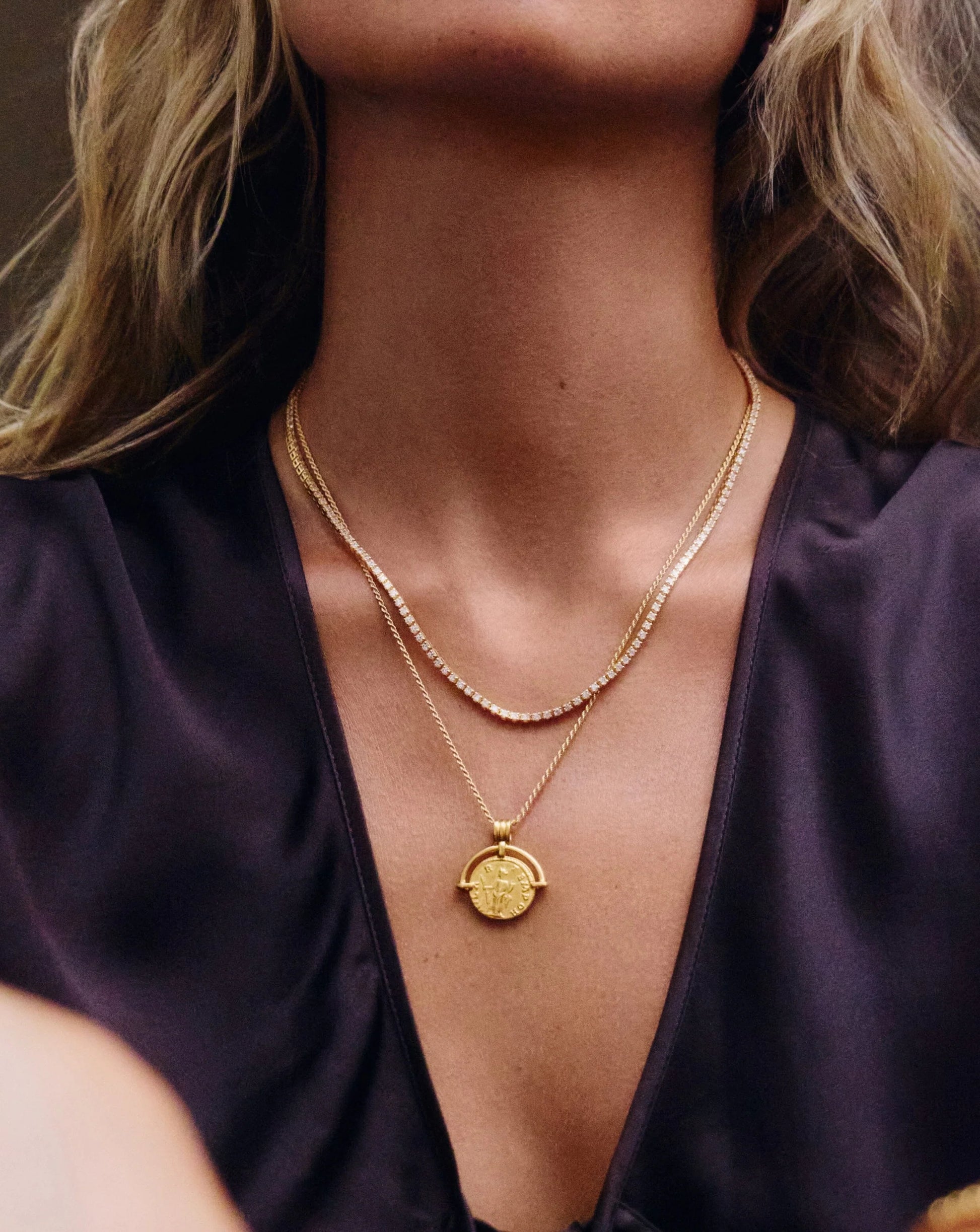 18K Gold Vermeil Classic Tennis Necklace.