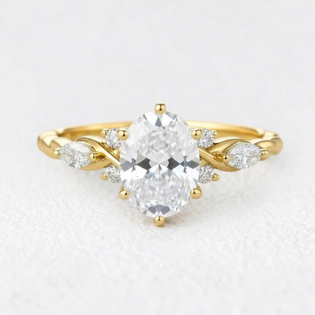Flora’s Eternal | Oval Moss Agate Infinity Engagement Ring