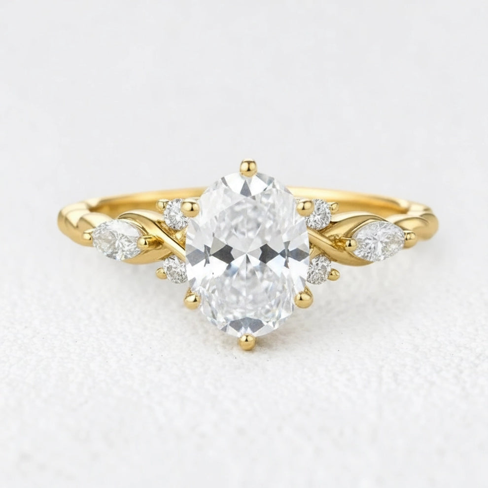 Flora’s Eternal | Oval Moss Agate Infinity Engagement Ring