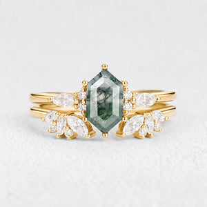Sophia’s Serenity | Hexagon Moss Agate Bridal Set 2pcs.