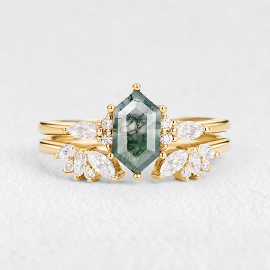 Sophia’s Serenity | Hexagon Moss Agate Bridal Set 2pcs.