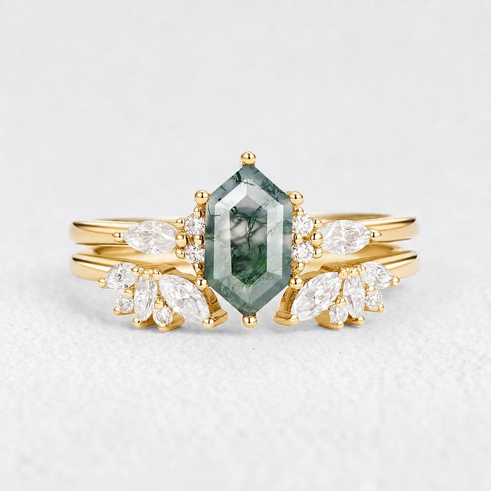 Sophia’s Serenity | Hexagon Moss Agate Bridal Set 2pcs.