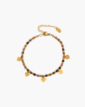 Gold Mangalsutra Gemstone Beaded Bracelet with Heart Pendant
