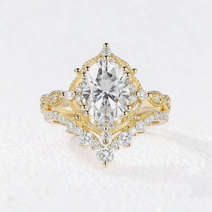 Charlotte’s Heritage | 2CT Vintage Oval Moss Agate Grand Bridal Set 2pcs