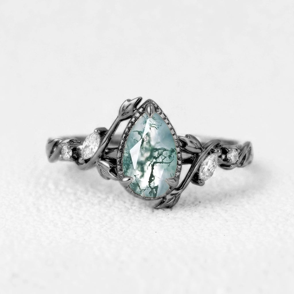 Hazel’s Thicket | Moss Agate Engagement Ring.
