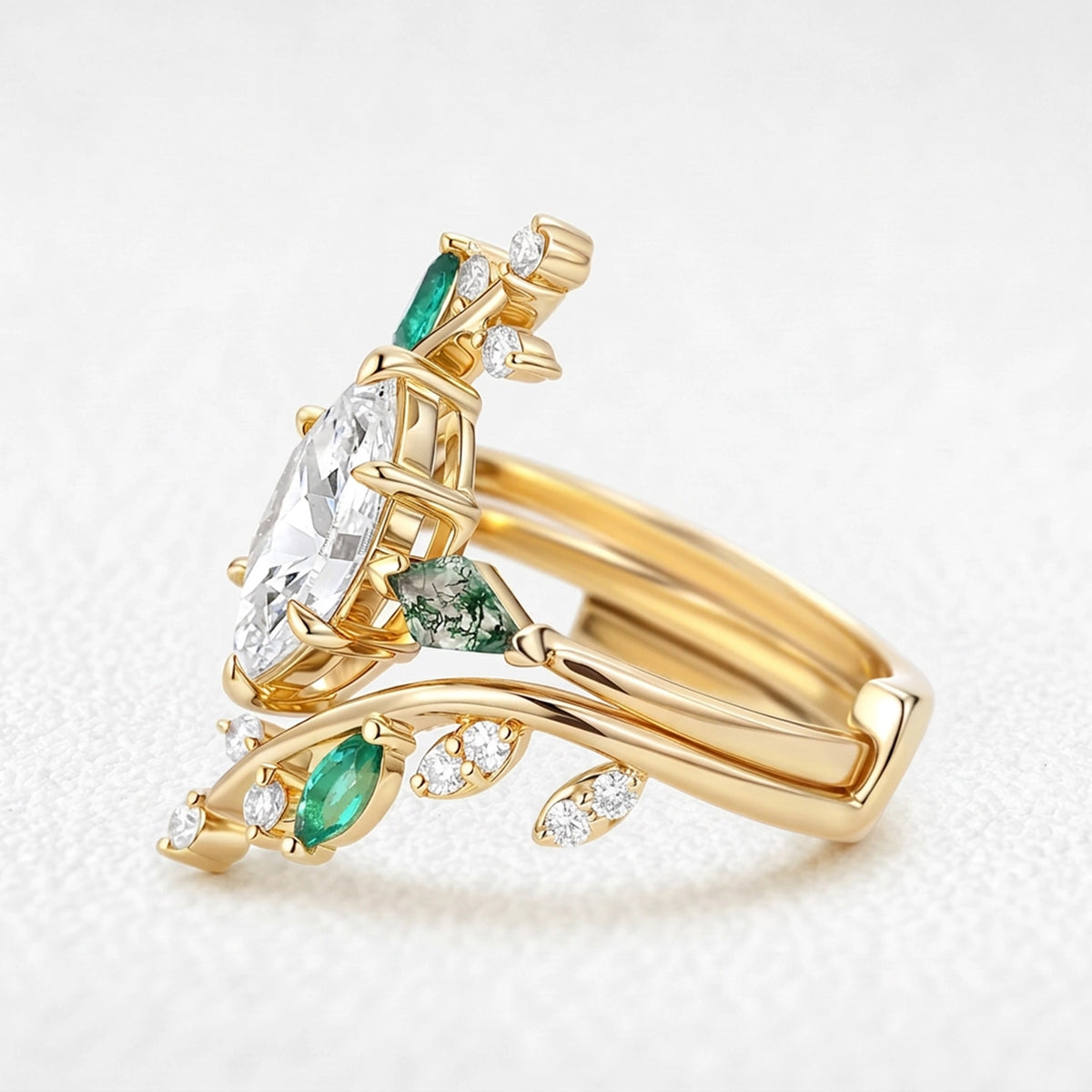 Seraphina’s Aviary | 1CT Marquise Diamond Foliage Bridal Duo
