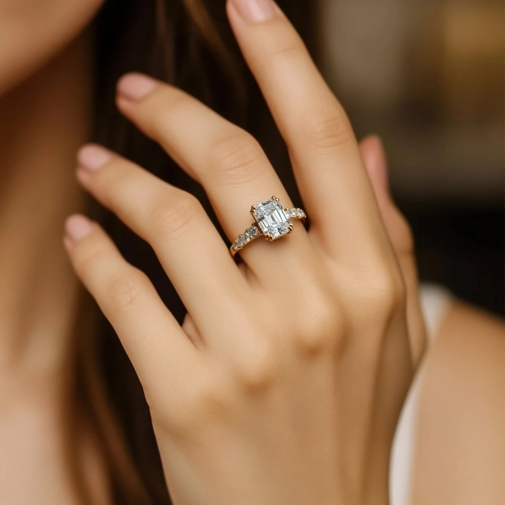 Aria‘s Echo | Emerald Cut Moissanite Ring.