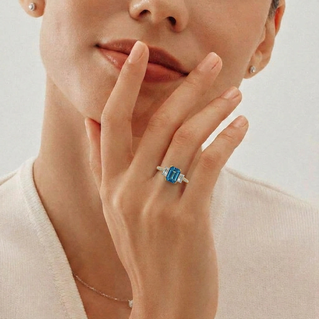 Cleo’s Legacy | 3CT Royal Blue Baguette Sapphire Engagement Ring.