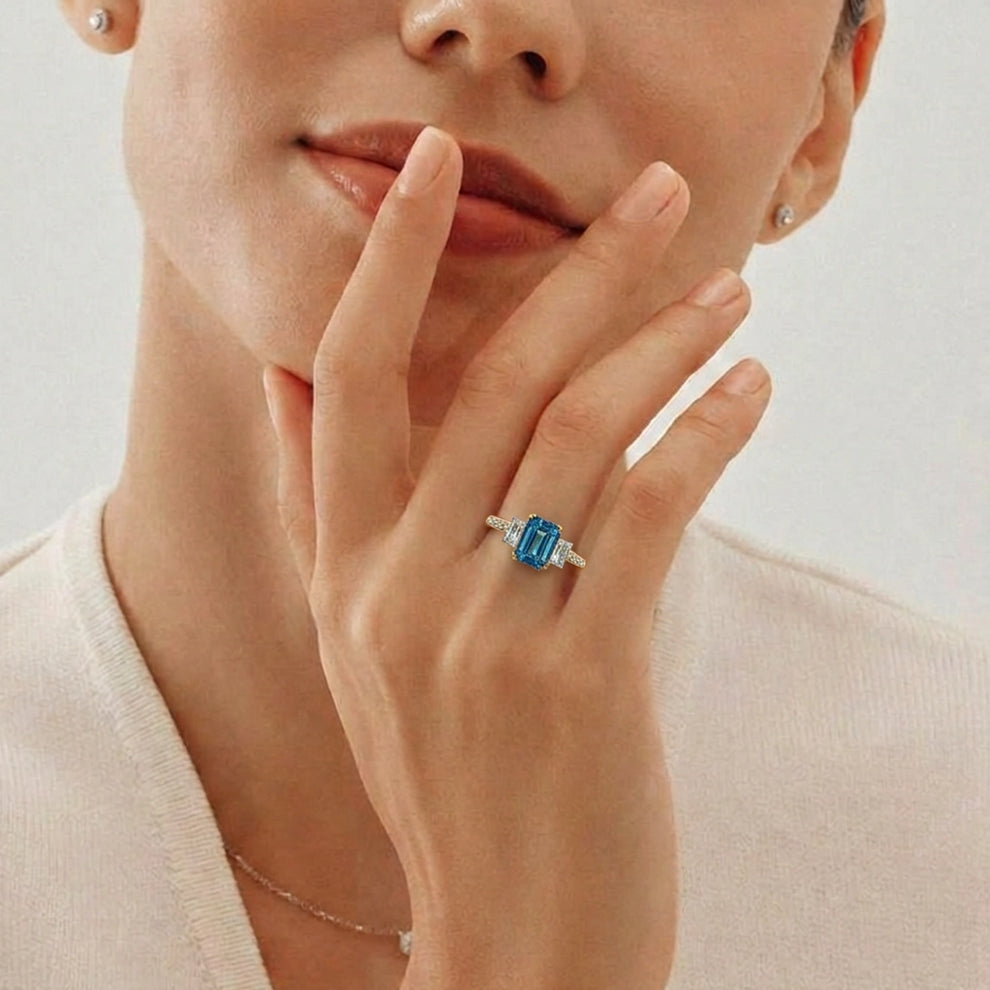 Cleo’s Legacy | 3CT Royal Blue Baguette Sapphire Engagement Ring.