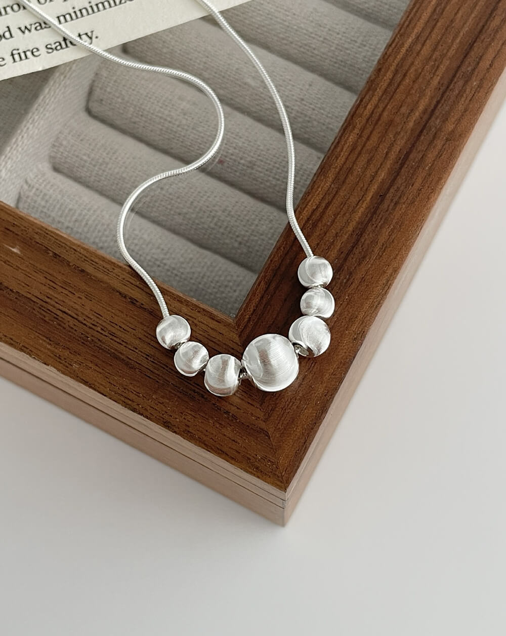 Silver Chatoyancy Ball Bead  Charm Necklace with Various Size Balls