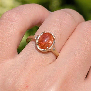 Golden Horizon | Round Sunstone Engagement Ring.
