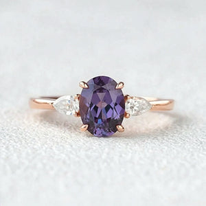 Minimalist Lab-Grown Alexandrite Solitaire Gold Ring.