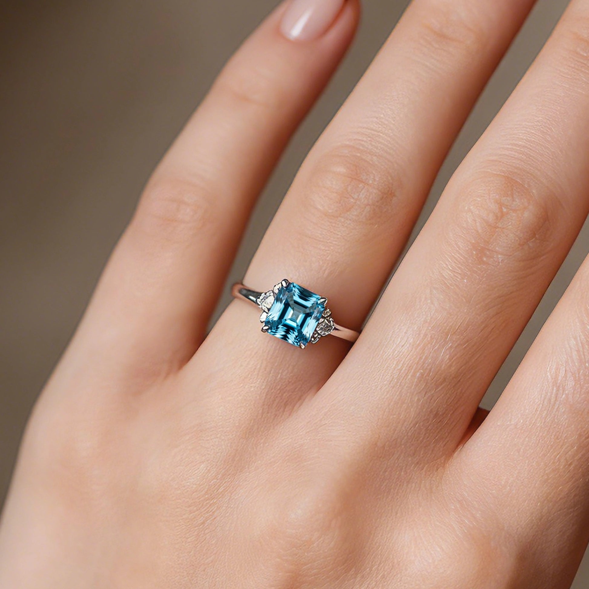 Seren's Lumen | Asscher Cut Blue Starry Ring
