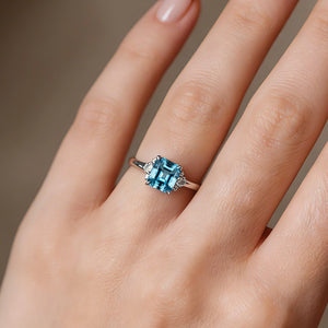 Seren's Lumen | Asscher Cut Blue Starry Ring