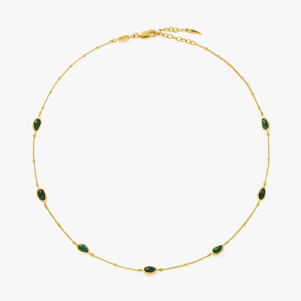 18K Gold Vermeil Magma Gemstone Charm Choker.