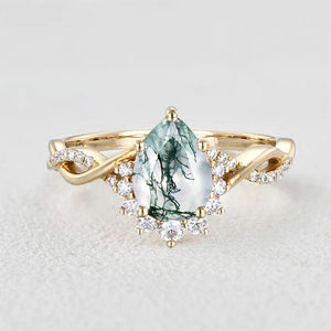 Barbara’s Grove | Pear Moss Agate Infinity Engagement Ring